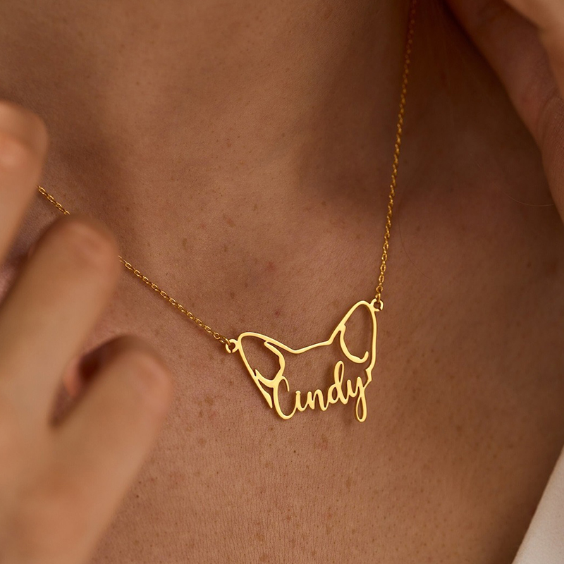 Custom Pet Name Necklace - Stainless Steel Paw Print Pendant with Engraved Letters - Personalized Memorial Gift for Cats/Dogs