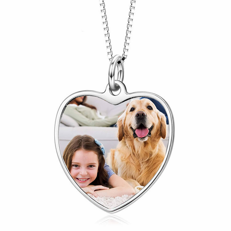 Handmade Sterling Silver Pet Photo Necklace - Personalized Memorial Jewelry for Pet Loss, Custom Pet Keepsake Gift