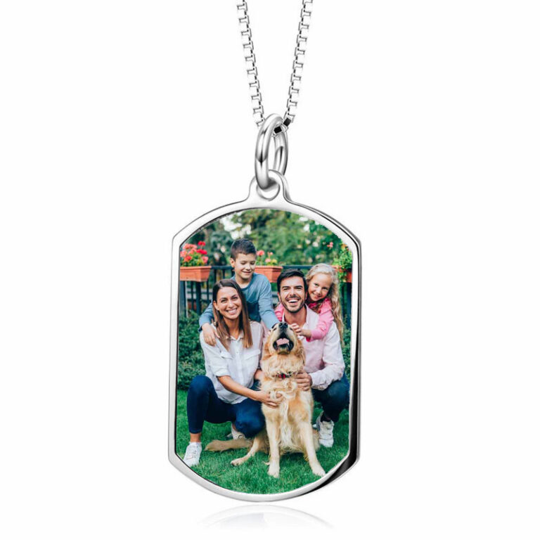Handmade Custom Photo Pet Necklace - Sterling Silver Memorial Jewelry with Personalized Photo for Dog Cat Loss