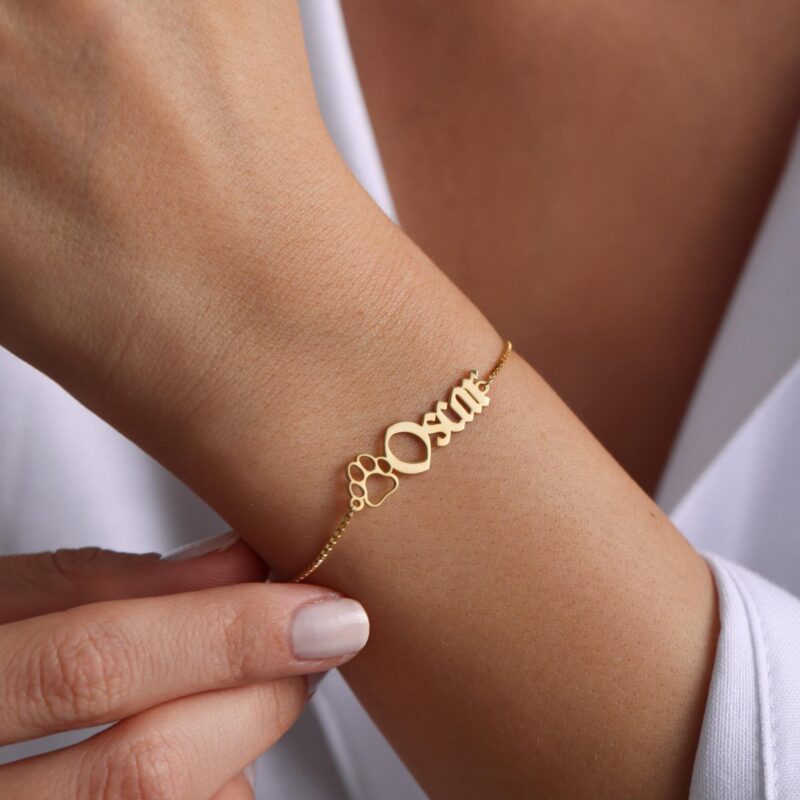 Healing Pet Memorial Bracelet - Custom Paw Print with Engraved Name - Minimalist Stainless Steel Gift for Dog & Cat Lovers