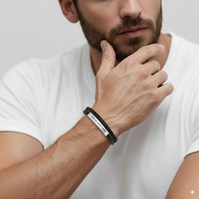 Personalized dad bracelet engraved stainless steel