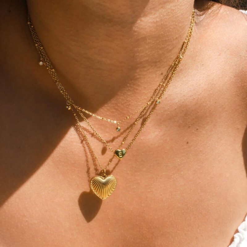 Custom Initial Heart Necklace – Personalized Letter Pendant in Gold