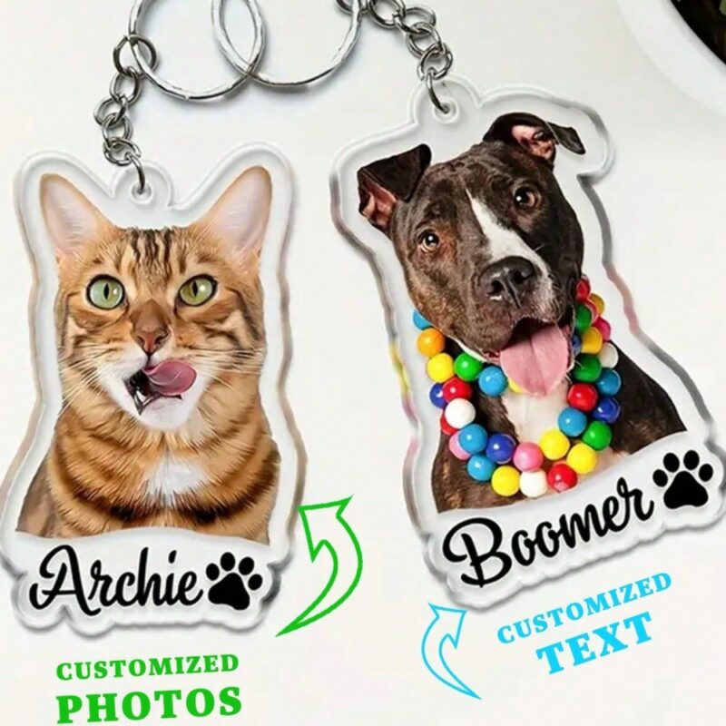 Personalized Pet Photo Keychain – Memorial Gift for Dogs & Cats