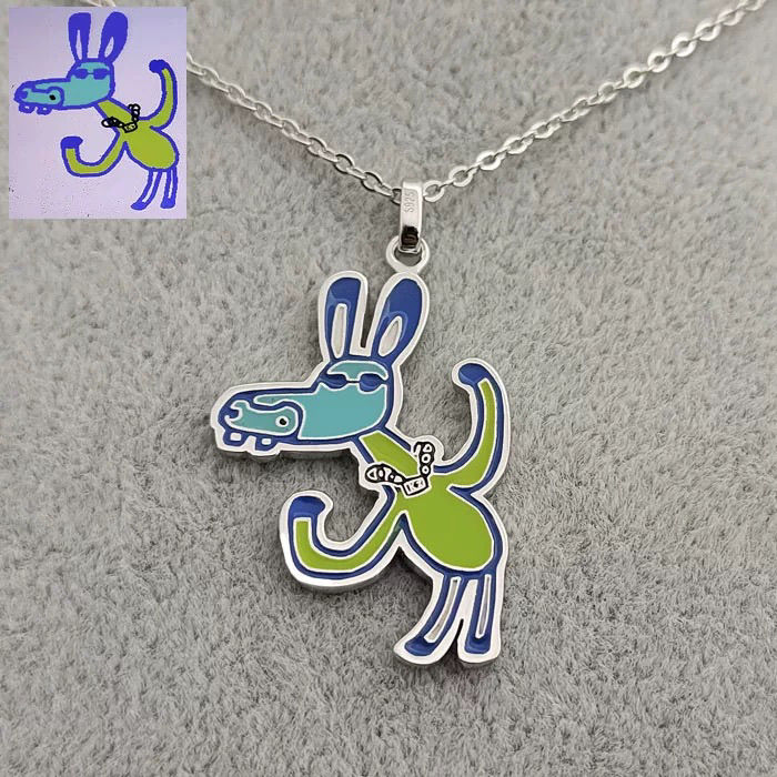Handmade Art Necklace – Custom Photo Pendant from Kids' Drawings, Christmas & Graduation Keepsake in Hypoallergenic Steel