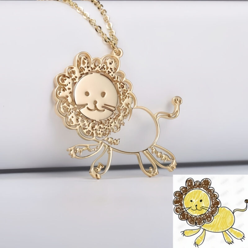 Custom Kids' Drawing Necklace – Handmade Titanium Steel Keepsake from Children's Art, Personalized Christmas & Graduation Gift
