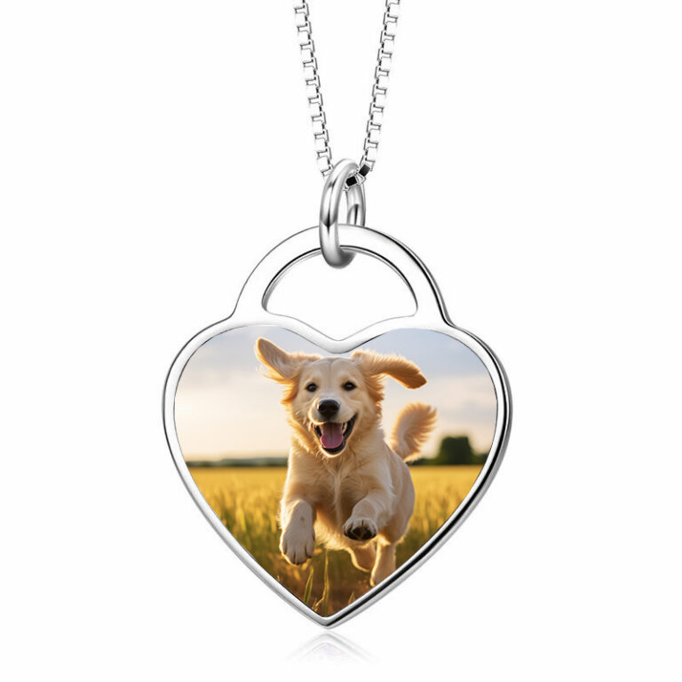 Custom Photo Pet Memorial Necklace - Sterling Silver Heart Pendant for Pet Loss, Personalized Pet Jewelry Gift