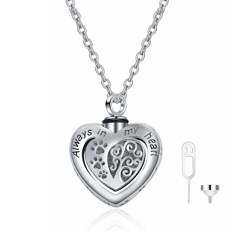 Pet Ashes Necklace Sterling Silver- Urn Pendant for Pet Loss , Memorial Gift