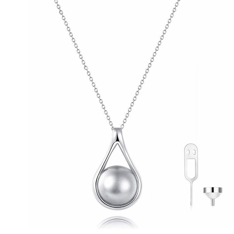 Silver pet ash necklaces -Teardrop Memorial Pendant for Pet Loss