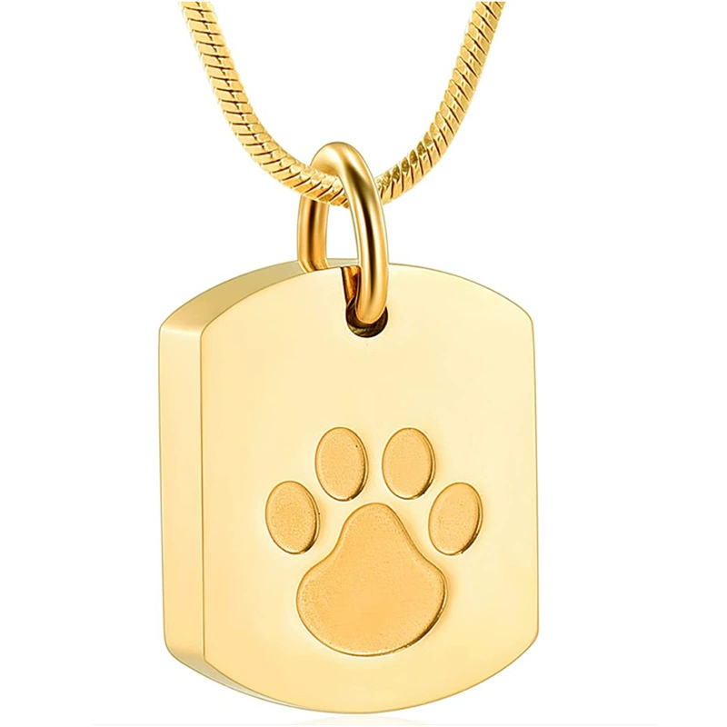 Personalized Pet Paw Print Dog Tag Urn Necklace | Custom Ashes & Hair Keepsake