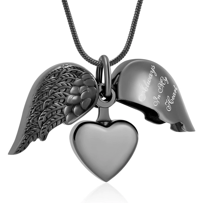 Angel Wings Pet Urn Necklace | 'Always In My Heart' Cremation Locket Keepsake