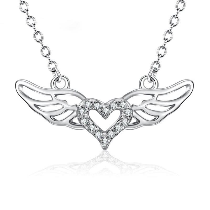 Sterling Silver Winged Heart Memorial Necklace – Sympathy Keepsake