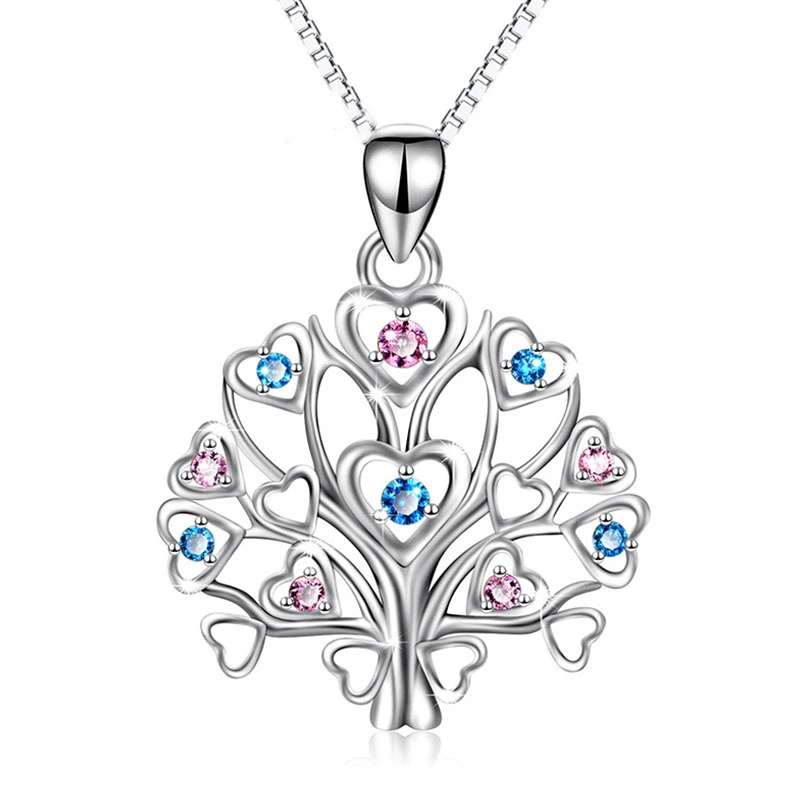Tree of Life Memorial Necklace - Sterling Silver Sympathy Gift with Gemstones, Handmade Cremation Jewelry for Loss